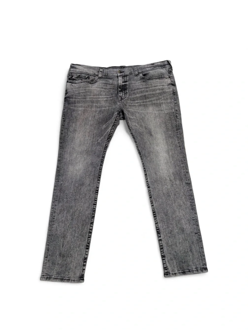 True Religion Men's Rocco Relaxed Fit Slim Grey Washed Jeans Size 42-EUC